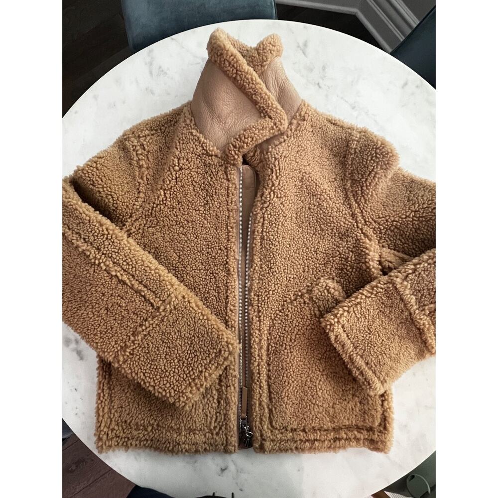 $1900 Gant Shearling & Leather Jacket Tan Men Size S/M - NEW w Tags